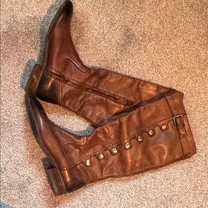 Arturo Chiang Brown Leather Knee-High Heeled Boots